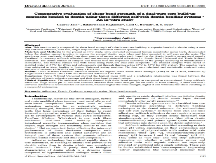 Comparative evaluation of shear bond strength of a dual-cure core build ...